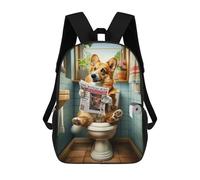 sinyumoney Mochilas Infantiles Impresas En 3D Corgi in The Bathroom Mochilas Escolares Para Niños Y Niñas Mochilas De Viaje Bolsas Para Libros Para La Escuela O Viajes 17inch