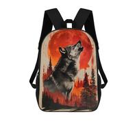 sinyumoney Mochilas Infantiles Impresas En 3D Crimson Moon Wolf Call Mochilas Para Libros Para Niños Y Niñas Mochila Escolar Infantil Con Bolsillos Grandes Para Niños 17inch