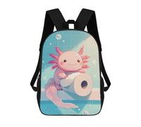 sinyumoney Mochilas Infantiles Impresas En 3D Cute Axolotl with Toilet Paper Roll Mochila Escolar Infantil Linda Mochila Informal Para Exteriores Para Niños Estudiantes De Secundaria 17inch