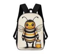 sinyumoney Mochilas Infantiles Impresas En 3D Cute Bee with Honey Jar Mochila Escolar Infantil Linda Mochila Informal Para Exteriores Para Niños Estudiantes De Secundaria 17inch