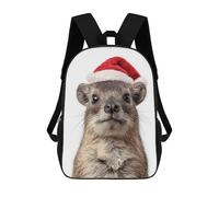 sinyumoney Mochilas Infantiles Impresas En 3D Cute Tree Hyrax with Santa Hat Mochila Escolar Infantil Linda Mochila Informal Para Exteriores Para Niños Estudiantes De Secundaria 17inch