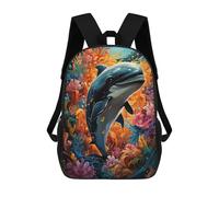 sinyumoney Mochilas Infantiles Impresas En 3D Dolphin in Coral Paradise Mochilas Para Libros Para Niños Y Niñas Mochila Escolar Infantil Con Bolsillos Grandes Para Niños 17inch
