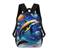 sinyumoney Mochilas Infantiles Impresas En 3D Dolphins in Space Mochilas Para Libros Para Niños Y Niñas Mochila Escolar Infantil Con Bolsillos Grandes Para Niños 17inch