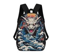 sinyumoney Mochilas Infantiles Impresas En 3D Dragon Waves Illustration Mochila Escolar Infantil Linda Mochila Informal Para Exteriores Para Niños Estudiantes De Secundaria 17inch