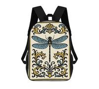 sinyumoney Mochilas Infantiles Impresas En 3D Dragonfly with Floral Ornament Mochilas Mochilas De Moda Casual Mochila De Día Bonitas Bolsas De Viaje Mochila Casual Para Exteriores Para Niño Y Niña