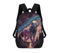 sinyumoney Mochilas Infantiles Impresas En 3D Electric Wolf in Stormy Night Mochilas Mochilas De Moda Casual Mochila De Día Bonitas Bolsas De Viaje Mochila Casual Para Exteriores Para Niño Y Niña