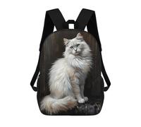 sinyumoney Mochilas Infantiles Impresas En 3D Elegant White Cat Portrait with Blue Eyes Mochilas Para Libros Para Niños Y Niñas Mochila Escolar Infantil Con Bolsillos Grandes Para Niños 17inch