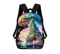 sinyumoney Mochilas Infantiles Impresas En 3D Fantasy Island A Colorful Paradise Mochilas Escolares Para Niños Y Niñas Mochilas De Viaje Bolsas Para Libros Para La Escuela O Viajes 17inch