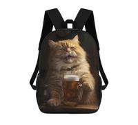 sinyumoney Mochilas Infantiles Impresas En 3D Fat Cat Happy Beer Bar Pub Mochilas Para Libros Para Niños Y Niñas Mochila Escolar Infantil Con Bolsillos Grandes Para Niños 17inch