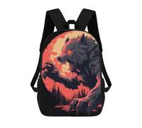 sinyumoney Mochilas Infantiles Impresas En 3D Fearsome Werewolf Howling at The Moon Mochila Escolar Infantil Linda Mochila Informal Para Exteriores Para Niños Estudiantes De Secundaria 17inch