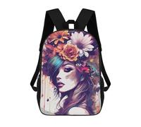 sinyumoney Mochilas Infantiles Impresas En 3D Floral Portrait Mochila Escolar Infantil Linda Mochila Informal Para Exteriores Para Niños Estudiantes De Secundaria 17inch