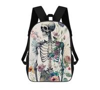 sinyumoney Mochilas Infantiles Impresas En 3D Floral Skeleton 1 Mochila Escolar Infantil Linda Mochila Informal Para Exteriores Para Niños Estudiantes De Secundaria 17inch