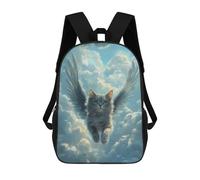 sinyumoney Mochilas Infantiles Impresas En 3D Flying Cat with Wings Gray Cat Loss Painting Mochilas Escolares Para Niños Y Niñas Mochilas De Viaje Bolsas Para Libros Para La Escuela O Viajes 17inch