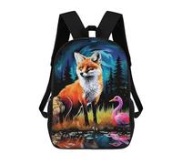 sinyumoney Mochilas Infantiles Impresas En 3D Fox And Flamingo in Forest Mochilas Escolares Para Niños Y Niñas Mochilas De Viaje Bolsas Para Libros Para La Escuela O Viajes 17inch