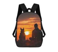 sinyumoney Mochilas Infantiles Impresas En 3D Friendship Of Man And Dog Mochilas Escolares Para Niños Y Niñas Mochilas De Viaje Bolsas Para Libros Para La Escuela O Viajes 17inch