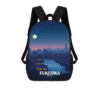 sinyumoney Mochilas Infantiles Impresas En 3D Fukuoka Japan Night Cityscape Illustration Mochila Escolar Infantil Linda Mochila Informal Para Exteriores Para Niños Estudiantes De Secundaria 17inch