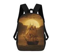 sinyumoney Mochilas Infantiles Impresas En 3D Full Moon Sailboat Adventure Mochilas Mochilas De Moda Casual Mochila De Día Bonitas Bolsas De Viaje Mochila Casual Para Exteriores Para Niño Y Niña