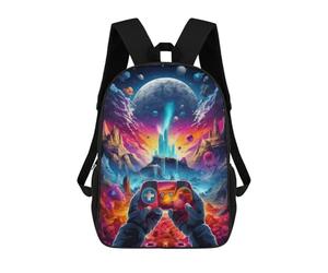 sinyumoney Mochilas Infantiles Impresas En 3D Galactic Gaming Odyssey -1 Mochilas Escolares Para Niños Y Niñas Mochilas De Viaje Bolsas Para Libros Para La Escuela O Viajes 17inch