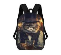 sinyumoney Mochilas Infantiles Impresas En 3D Gentleman Grumpy Cat Mochilas Escolares Para Niños Y Niñas Mochilas De Viaje Bolsas Para Libros Para La Escuela O Viajes 17inch