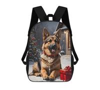 sinyumoney Mochilas Infantiles Impresas En 3D German Shepherd Xmas Dog Mochila Escolar Infantil Linda Mochila Informal Para Exteriores Para Niños Estudiantes De Secundaria 17inch