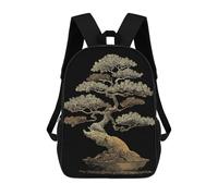 sinyumoney Mochilas Infantiles Impresas En 3D Golden Bonsai Tree on Black Background Mochila Escolar Infantil Linda Mochila Informal Para Exteriores Para Niños Estudiantes De Secundaria 17inch