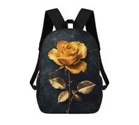 sinyumoney Mochilas Infantiles Impresas En 3D Golden Rose on Black Mochilas Escolares Para Niños Y Niñas Mochilas De Viaje Bolsas Para Libros Para La Escuela O Viajes 17inch
