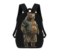 sinyumoney Mochilas Infantiles Impresas En 3D Grizzly Bear Fat Mochilas Para Libros Para Niños Y Niñas Mochila Escolar Infantil Con Bolsillos Grandes Para Niños 17inch