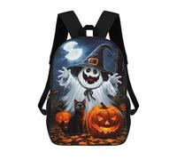 sinyumoney Mochilas Infantiles Impresas En 3D Halloween Ghost with Jack-o-Lantern Mochilas Para Libros Para Niños Y Niñas Mochila Escolar Infantil Con Bolsillos Grandes Para Niños 17inch