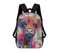 sinyumoney Mochilas Infantiles Impresas En 3D Highland Cow Colorful Face Mochila Escolar Infantil Linda Mochila Informal Para Exteriores Para Niños Estudiantes De Secundaria 17inch