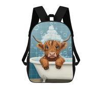 sinyumoney Mochilas Infantiles Impresas En 3D Highland Cow in Bathtub with Bubbles Mochila Escolar Infantil Linda Mochila Informal Para Exteriores Para Niños Estudiantes De Secundaria 17inch