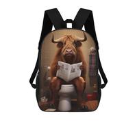 sinyumoney Mochilas Infantiles Impresas En 3D Highland Cow on The Toilet Mochila Escolar Infantil Linda Mochila Informal Para Exteriores Para Niños Estudiantes De Secundaria 17inch