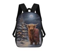 sinyumoney Mochilas Infantiles Impresas En 3D Highland Cow Xmas Mochila Escolar Infantil Linda Mochila Informal Para Exteriores Para Niños Estudiantes De Secundaria 17inch