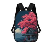sinyumoney Mochilas Infantiles Impresas En 3D Japanese House with Cherry Blossom Tree Mochila Escolar Infantil Linda Mochila Informal Para Exteriores Para Niños Estudiantes De Secundaria 17inch