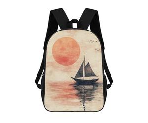 sinyumoney Mochilas Infantiles Impresas En 3D Japanese Sailboat Sunset Mochila Escolar Infantil Linda Mochila Informal Para Exteriores Para Niños Estudiantes De Secundaria 17inch