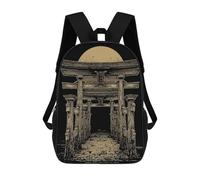 sinyumoney Mochilas Infantiles Impresas En 3D Japanese Torii Gate with Rising Sun Mochilas Para Libros Para Niños Y Niñas Mochila Escolar Infantil Con Bolsillos Grandes Para Niños 17inch