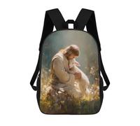 sinyumoney Mochilas Infantiles Impresas En 3D Jesus with Lamb in Field Mochilas Mochilas De Moda Casual Mochila De Día Bonitas Bolsas De Viaje Mochila Casual Para Exteriores Para Niño Y Niña