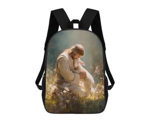 sinyumoney Mochilas Infantiles Impresas En 3D Jesus with Lamb in Field Mochilas Mochilas De Moda Casual Mochila De Día Bonitas Bolsas De Viaje Mochila Casual Para Exteriores Para Niño Y Niña