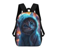 sinyumoney Mochilas Infantiles Impresas En 3D Kawaii Cat in Blue Onesie Mochila Escolar Infantil Linda Mochila Informal Para Exteriores Para Niños Estudiantes De Secundaria 17inch