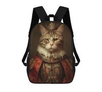 sinyumoney Mochilas Infantiles Impresas En 3D King Cat with A Crown Mochilas Escolares Para Niños Y Niñas Mochilas De Viaje Bolsas Para Libros Para La Escuela O Viajes 17inch