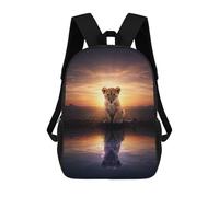 sinyumoney Mochilas Infantiles Impresas En 3D Lion Cub Reflection at Sunset Mochila Escolar Infantil Linda Mochila Informal Para Exteriores Para Niños Estudiantes De Secundaria 17inch