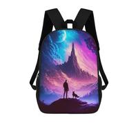 sinyumoney Mochilas Infantiles Impresas En 3D Man And Dog on Mountain Mochilas Para Libros Para Niños Y Niñas Mochila Escolar Infantil Con Bolsillos Grandes Para Niños 17inch