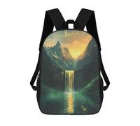 sinyumoney Mochilas Infantiles Impresas En 3D Mountain Waterfall Sunset Mochila Escolar Infantil Linda Mochila Informal Para Exteriores Para Niños Estudiantes De Secundaria 17inch