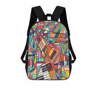 sinyumoney Mochilas Infantiles Impresas En 3D Music And Geometry Mochila Escolar Infantil Linda Mochila Informal Para Exteriores Para Niños Estudiantes De Secundaria 17inch