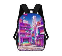 sinyumoney Mochilas Infantiles Impresas En 3D Neon Cityscape Vibrant Urban Landscape -2 Mochilas Escolares Para Niños Y Niñas Mochilas De Viaje Bolsas Para Libros Para La Escuela O Viajes 17inch