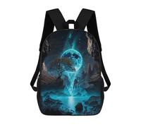 sinyumoney Mochilas Infantiles Impresas En 3D Neon Moon Waterfall Oasis Mochilas Para Libros Para Niños Y Niñas Mochila Escolar Infantil Con Bolsillos Grandes Para Niños 17inch