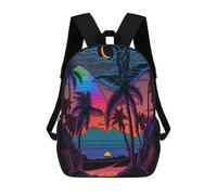 sinyumoney Mochilas Infantiles Impresas En 3D Neon Tropical Sunset Mochila Escolar Infantil Linda Mochila Informal Para Exteriores Para Niños Estudiantes De Secundaria 17inch