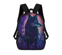 sinyumoney Mochilas Infantiles Impresas En 3D Neon Wolf in Twilight Forest Mochilas Para Libros Para Niños Y Niñas Mochila Escolar Infantil Con Bolsillos Grandes Para Niños 17inch