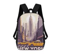 sinyumoney Mochilas Infantiles Impresas En 3D New York Cityscape with Yellow Taxis Mochila Escolar Infantil Linda Mochila Informal Para Exteriores Para Niños Estudiantes De Secundaria 17inch