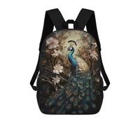 sinyumoney Mochilas Infantiles Impresas En 3D Peacock in Floral Frame Mochila Escolar Infantil Linda Mochila Informal Para Exteriores Para Niños Estudiantes De Secundaria 17inch