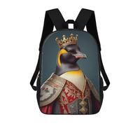 sinyumoney Mochilas Infantiles Impresas En 3D Penguin King Mochila Escolar Infantil Linda Mochila Informal Para Exteriores Para Niños Estudiantes De Secundaria 17inch